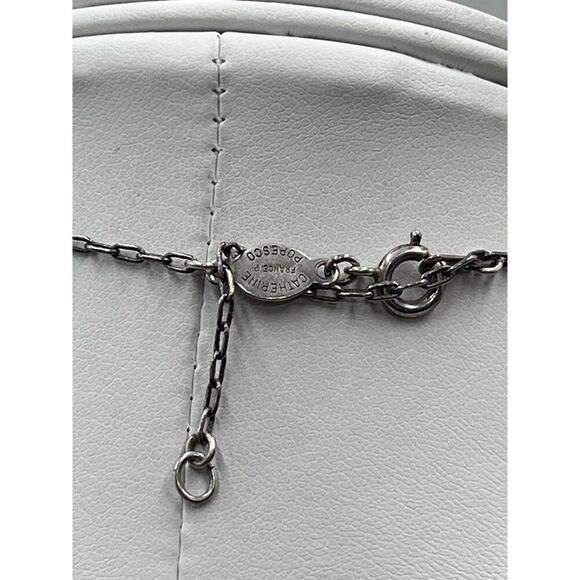 Catherine Popesco Vintage Art Round Gray Crystal Pewter Tone Necklace - Picture 9 of 15